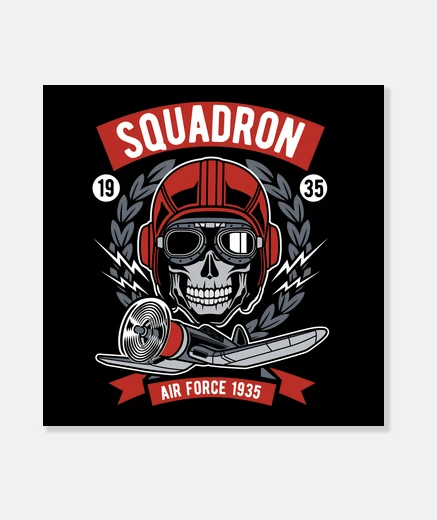 Tableau air force pilotes avion combat skull armée armée vintage avion impression sur toile