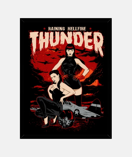Framed aircraft thunder aviation pinup retro vintage