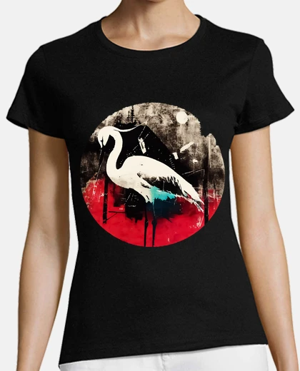 T-shirt airone vintage astratto street art
