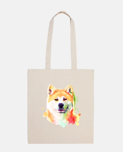 Borsa akita inu bag watercolor orange
