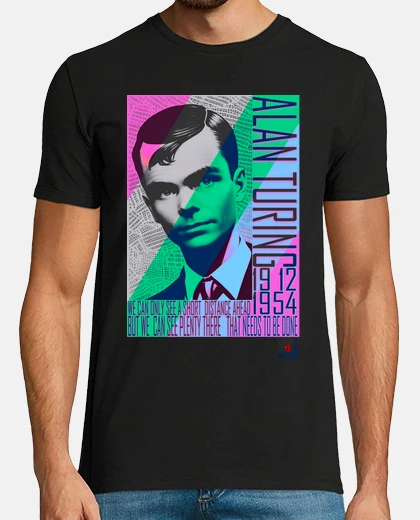 Camiseta Alan Turing. Tributo Colores. Frase Famosa. Camiseta Corte Masculino.