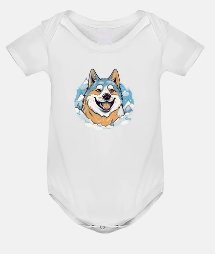 Kids alaskan malamute puppy happy