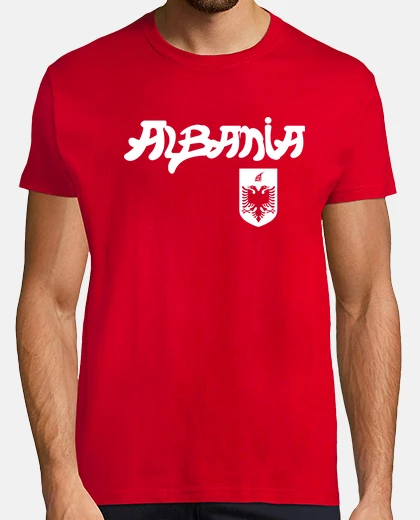 T-shirt albania t-t-shirt text shield bl