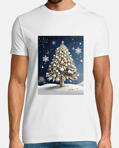 T-shirt albero di natale bianco natale