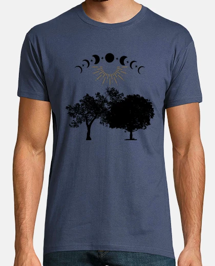T-shirt albero natura sole e fasi lunari