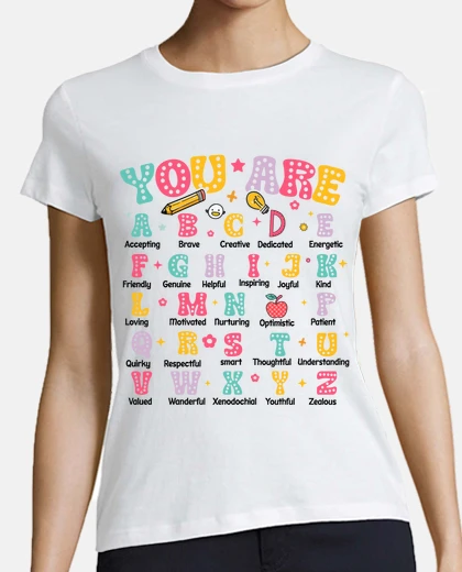 T-shirt alfabeto legge di attrazione emozione scollo a v sport