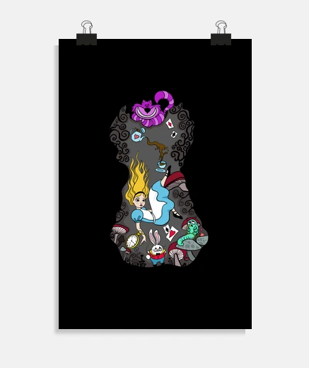 Poster Alice tombant dans le trou