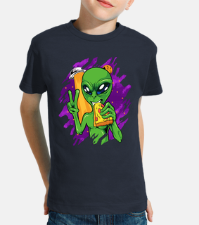 alien eats pizza on halloween