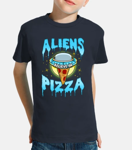 Abbigliamento aliens credono nella pizza, nel cibo, nell&#39;umorismo ufo geek