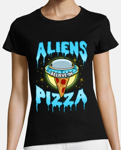 Tee-shirt aliens croient en la pizza, nourriture l&#39;ovni, l&#39;humour geek