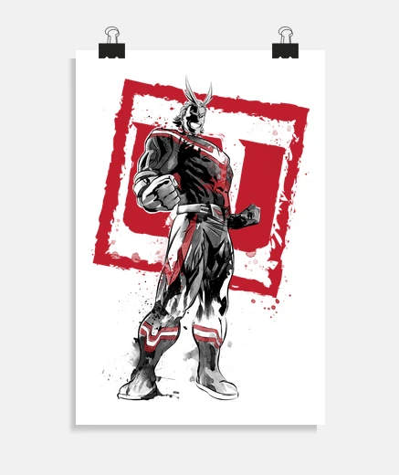Póster All Might sumi-e