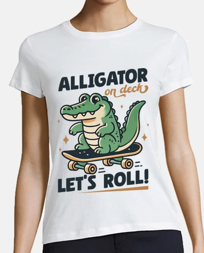 Playera alligator on a skateboard