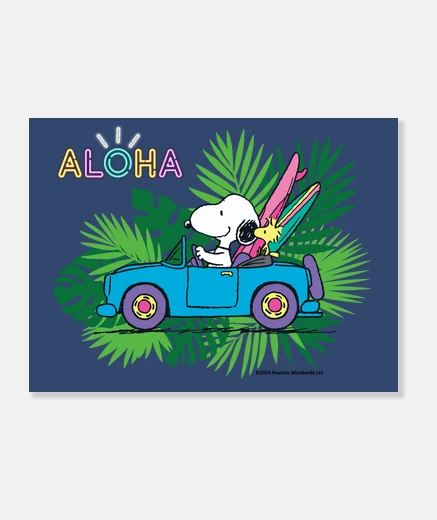 Tableau Aloha Snoopy Woodstock surf trip