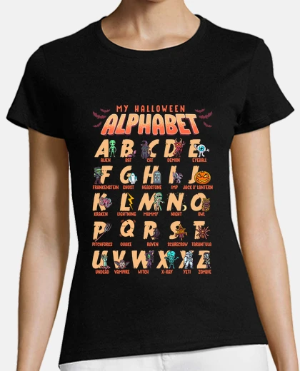 Tee-shirt alphabet d&#39;halloween en anglais monstres drôles