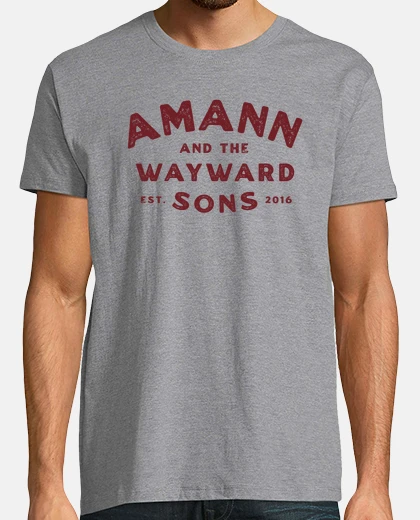 T-shirt amann label logo marrone uomo, manica corta, grigio melange, qualità extra