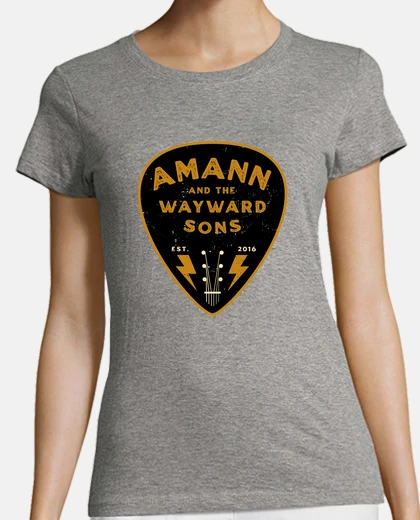 Tee-shirt amann pua logo noir et or femme, manches courtes, gris chiné, coton bio