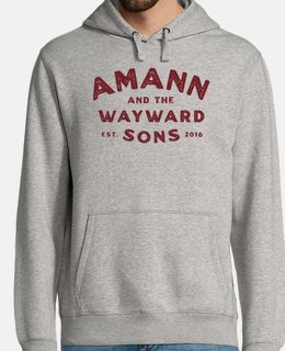 amann label logo marrone uomo, felpa con cappuccio, grigio melange