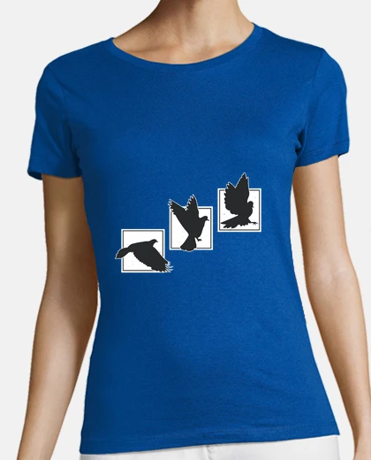 T-shirt amante degli uccelli piccioni silhouette stormo di uccelli