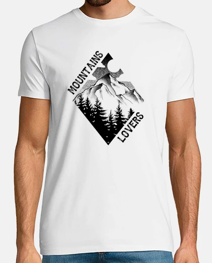 Camiseta amantes de las montañas - arte del tatuaje dotwork