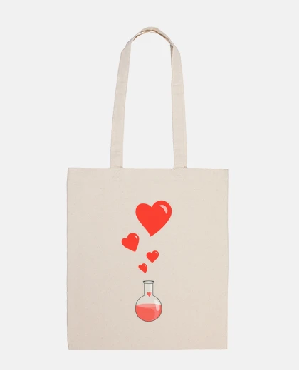 Bolsa amar matraz química de corazones friki