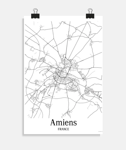 Poster amiens city map picardy 80000 poster workshop stand salon studio store boutique poster