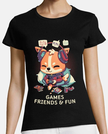 Tee-shirt amis de jeux vidéo et chiens amusants