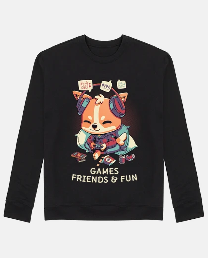 Sweat amis de jeux vidéo et chiens amusants