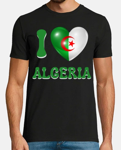 Camiseta amo el corazón de la bandera de argelia
