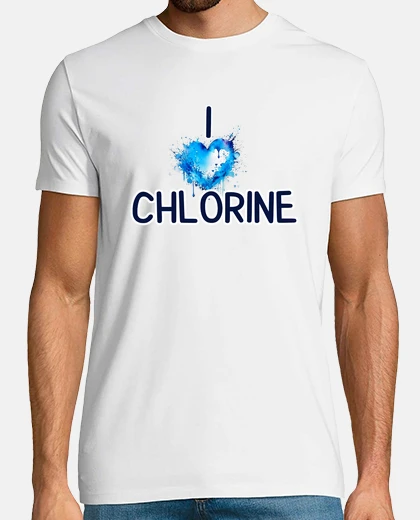 T-shirt amo il cloro - cuore blu acquarello del