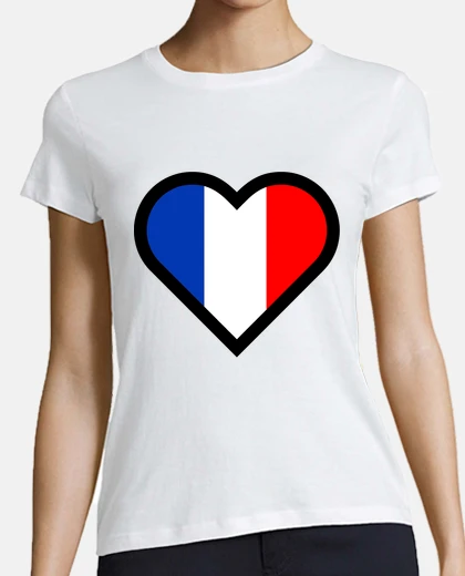 T-shirt amo la bandiera della francia blu bianco rosso