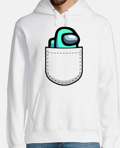 Sudadera Among Us de Bolsillo, Azul Cian