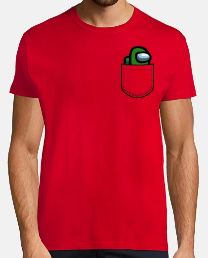 T-shirt among us pocket size dark green