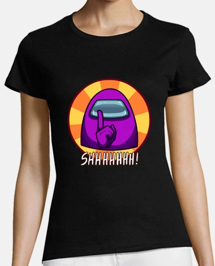 T-shirt Among us tra noi silenzio shhh lila