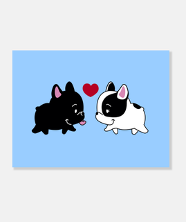 Amor Bulldog frences enamorados