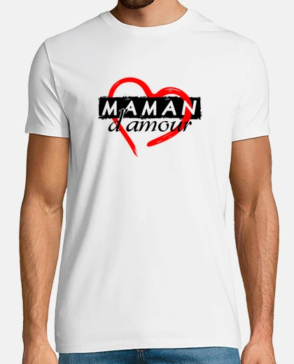 T-shirt amore mamma scritte e cuore rosso