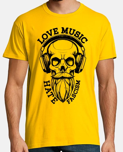 T-shirt amoree la musica hat e fascismo