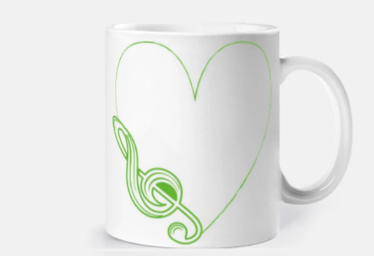 Mug amour love musique clé de sol en vert