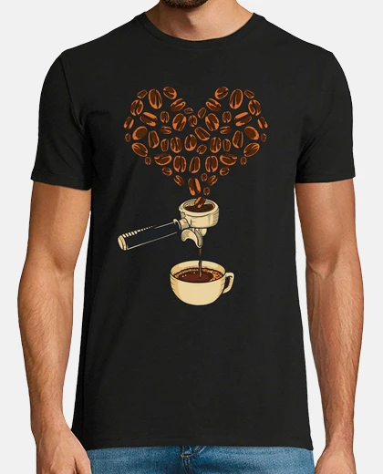 Tee-shirt amour pour la cafetière expresso tasse à café coeur