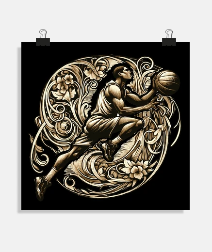 Poster An Art Nouveau Tribute to Basketbal