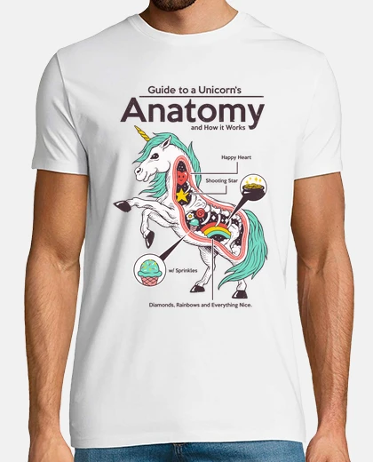 Playera anatomía de una camisa unicornio para hombre