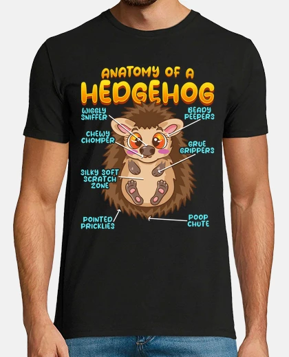 Tee-shirt anatomie d&#39;un hérisson pour les amateurs les animaux en anglais
