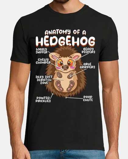 Tee-shirt anatomie d&#39;un hérisson pour les amateurs les animaux en anglais