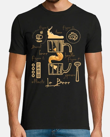 Tee-shirt anatomie de la bière dessins da vinci humour alcool bière