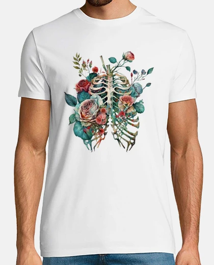 Tee-shirt anatomie florale cage thoracique pleine