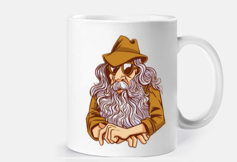 Taza anciano hippie, sabio boho, taza, personalizable,