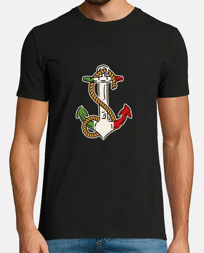 Camiseta ancla de barco con bandera italiana, marina,