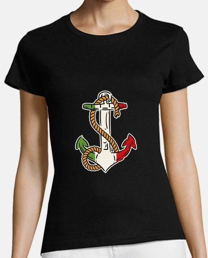 Camiseta ancla de barco con bandera italiana, marina,