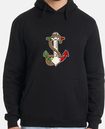 Sudadera ancla de barco con bandera italiana, marina,
