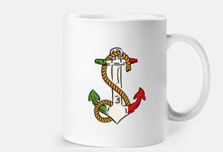 Taza ancla de barco con bandera italiana, personalizable, taza