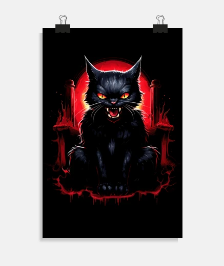Poster angry black cat on his throne poster nosferatu